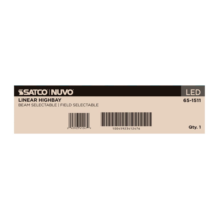 Linear Hi-Bay Nuvo 65-1511 LED Linear High Bay - 160/135/120 Wattage Selectable - 3K/4K/5K CCT Selectable - Beam Angle Selectable - White Finish - 120-347 Volt Nuvo