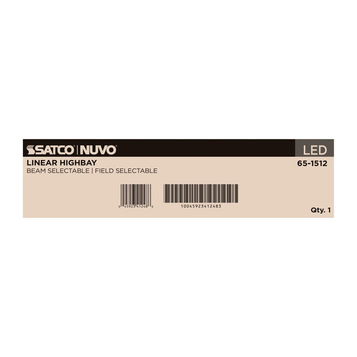 Linear Hi-Bay Nuvo 65-1512 LED Linear High Bay - 240/220/180 Wattage Selectable - 3K/4K/5K CCT Selectable - Beam Angle Selectable - White Finish - 120-347 Volt Nuvo