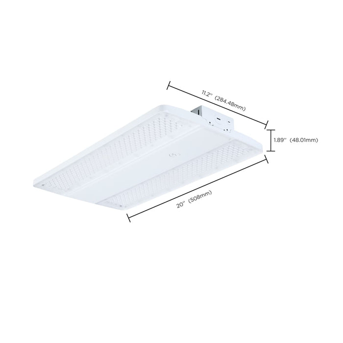 Linear Hi-Bay Nuvo 65-1512 LED Linear High Bay - 240/220/180 Wattage Selectable - 3K/4K/5K CCT Selectable - Beam Angle Selectable - White Finish - 120-347 Volt Nuvo