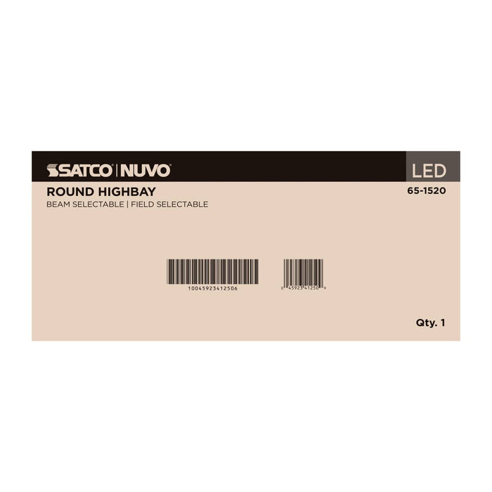 Circular Hi-Bay Nuvo 65-1520 120/100/80 Wattage Selectable LED UFO High Bay - 3K/4K/5K CCT Selectable - 60/80/100 Beam Angle Selectable - Black Finish - 120-347 Volt Nuvo