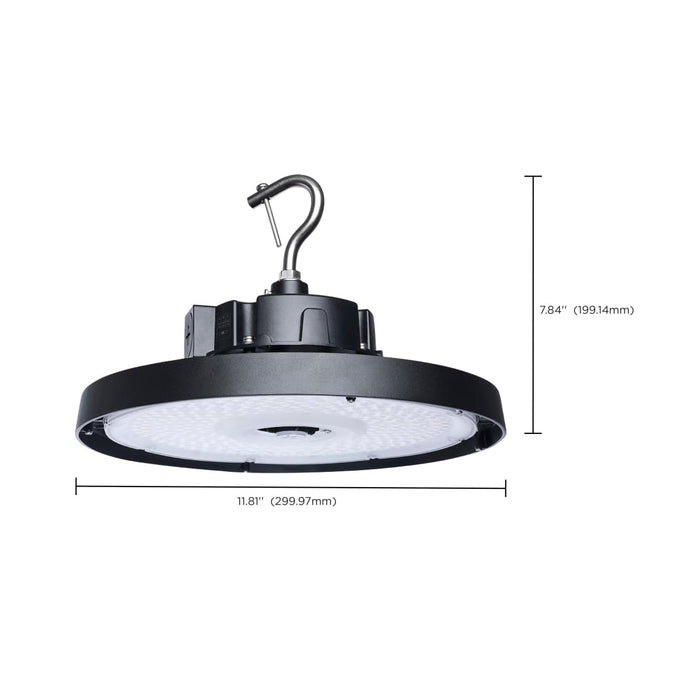 Circular Hi-Bay Nuvo 65-1520 120/100/80 Wattage Selectable LED UFO High Bay - 3K/4K/5K CCT Selectable - 60/80/100 Beam Angle Selectable - Black Finish - 120-347 Volt Nuvo
