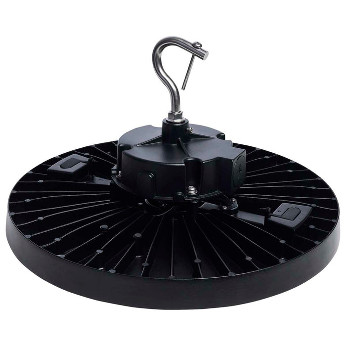 Circular Hi-Bay Nuvo 65-1521 240/200/150 Wattage Selectable LED UFO High Bay - 3K/4K/5K CCT Selectable - 60/80/100 Beam Angle Selectable - Black Finish - 120-347 Volt Nuvo