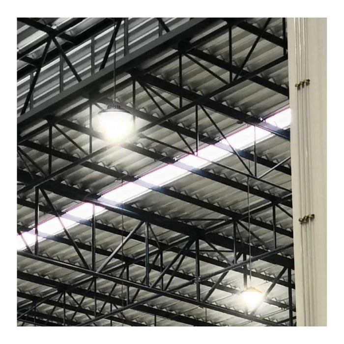 Circular Hi-Bay Nuvo 65-1521 240/200/150 Wattage Selectable LED UFO High Bay - 3K/4K/5K CCT Selectable - 60/80/100 Beam Angle Selectable - Black Finish - 120-347 Volt Nuvo