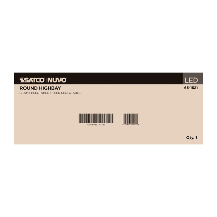 Circular Hi-Bay Nuvo 65-1521 240/200/150 Wattage Selectable LED UFO High Bay - 3K/4K/5K CCT Selectable - 60/80/100 Beam Angle Selectable - Black Finish - 120-347 Volt Nuvo