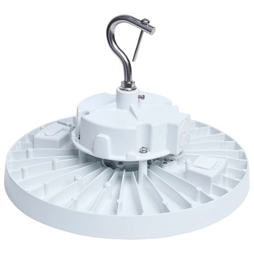 Circular Hi-Bay Nuvo 65-1522 120/100/80 Wattage Selectable LED UFO High Bay - 3K/4K/5K CCT Selectable - 60/80/100 Beam Angle Selectable - White Finish - 120-347 Volt Nuvo