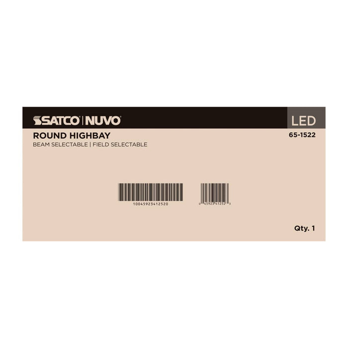 Circular Hi-Bay Nuvo 65-1522 120/100/80 Wattage Selectable LED UFO High Bay - 3K/4K/5K CCT Selectable - 60/80/100 Beam Angle Selectable - White Finish - 120-347 Volt Nuvo