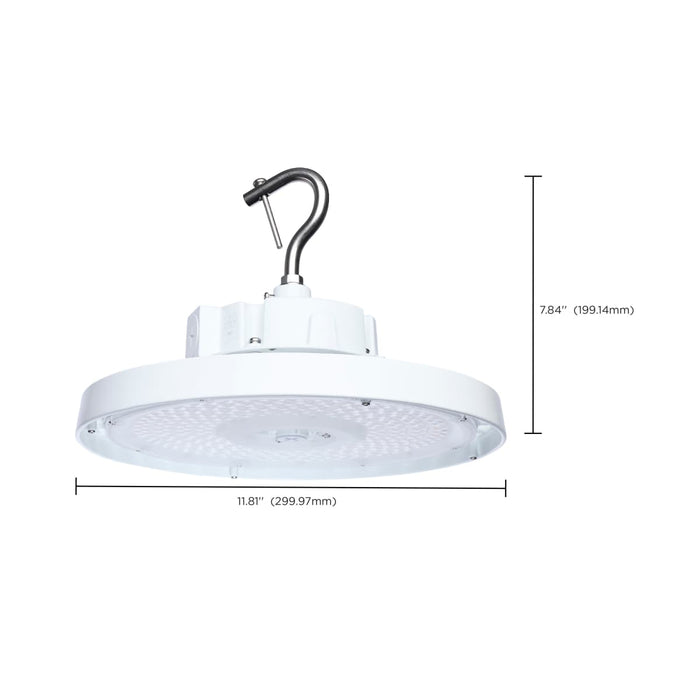 Circular Hi-Bay Nuvo 65-1522 120/100/80 Wattage Selectable LED UFO High Bay - 3K/4K/5K CCT Selectable - 60/80/100 Beam Angle Selectable - White Finish - 120-347 Volt Nuvo
