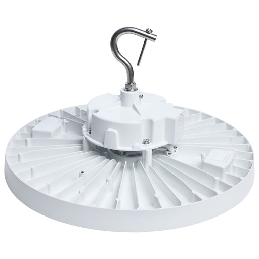 Circular Hi-Bay Nuvo 65-1523 240/200/150 Wattage Selectable LED UFO High Bay - 3K/4K/5K CCT Selectable - 60/80/100 Beam Angle Selectable - White Finish - 120-347 Volt Nuvo