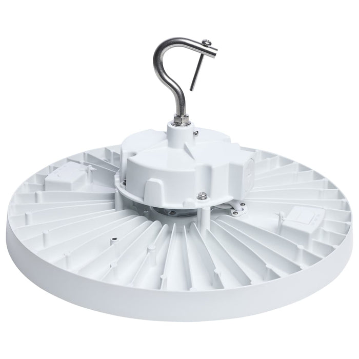 Circular Hi-Bay Nuvo 65-1523 240/200/150 Wattage Selectable LED UFO High Bay - 3K/4K/5K CCT Selectable - 60/80/100 Beam Angle Selectable - White Finish - 120-347 Volt Nuvo