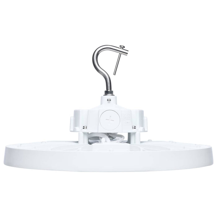 Circular Hi-Bay Nuvo 65-1523 240/200/150 Wattage Selectable LED UFO High Bay - 3K/4K/5K CCT Selectable - 60/80/100 Beam Angle Selectable - White Finish - 120-347 Volt Nuvo