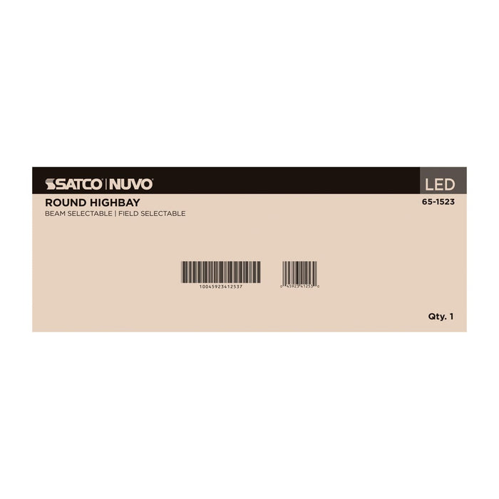 Circular Hi-Bay Nuvo 65-1523 240/200/150 Wattage Selectable LED UFO High Bay - 3K/4K/5K CCT Selectable - 60/80/100 Beam Angle Selectable - White Finish - 120-347 Volt Nuvo