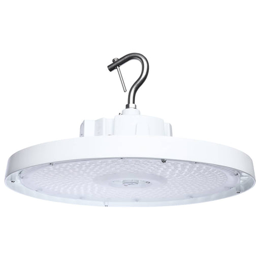 Circular Hi-Bay Nuvo 65-1523 240/200/150 Wattage Selectable LED UFO High Bay - 3K/4K/5K CCT Selectable - 60/80/100 Beam Angle Selectable - White Finish - 120-347 Volt Nuvo