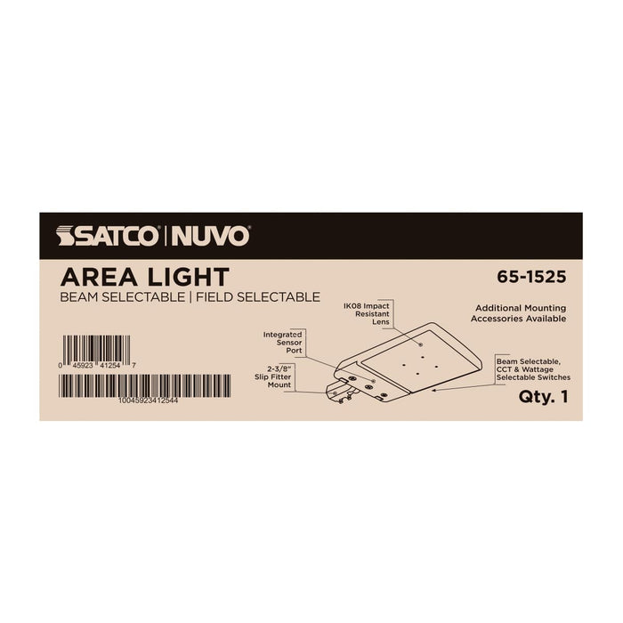 Area Light Nuvo 65-1525 LED Area Light - 150/120W/100W Wattage Selectable - 3K/4K/5K CCT Selectable - Beam Angle Selectable - Bronze - 120-277 Volt Nuvo