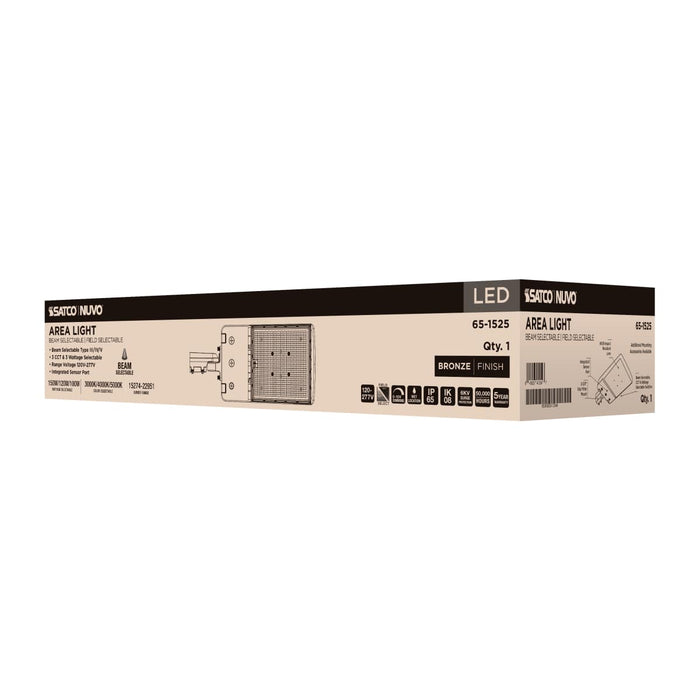 Area Light Nuvo 65-1525 LED Area Light - 150/120W/100W Wattage Selectable - 3K/4K/5K CCT Selectable - Beam Angle Selectable - Bronze - 120-277 Volt Nuvo