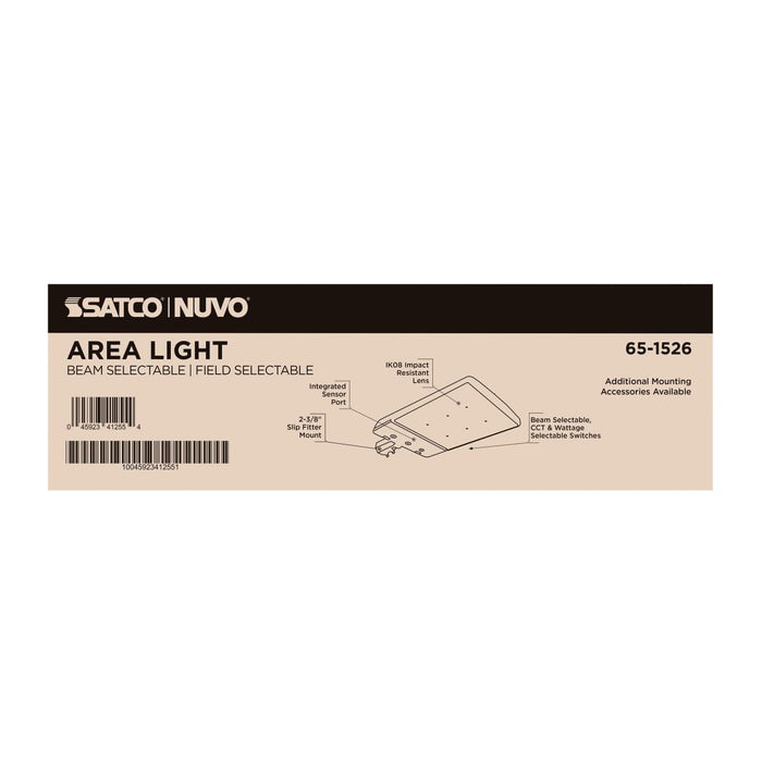 Area Light Nuvo 65-1526 LED Area Light - 300/240/200 Wattage Selectable - 3K/4K/5K CCT Selectable - Beam Angle Selectable - Bronze - 120-277 Volt Nuvo