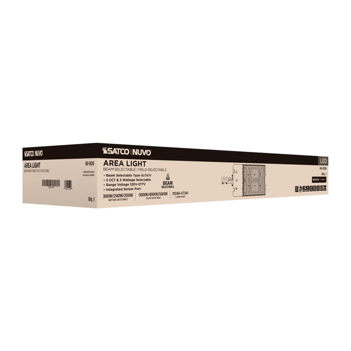Area Light Nuvo 65-1526 LED Area Light - 300/240/200 Wattage Selectable - 3K/4K/5K CCT Selectable - Beam Angle Selectable - Bronze - 120-277 Volt Nuvo