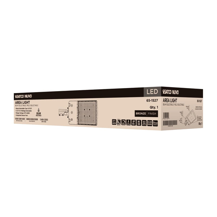 Area Light Nuvo 65-1527 LED Area Light - 150/120W/100W Wattage Selectable - 3K/4K/5K CCT Selectable - Beam Angle Selectable - Bronze - 277-480 Volt Nuvo