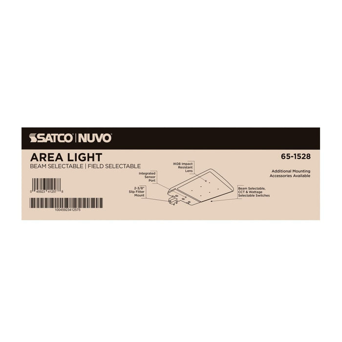 Area Light Nuvo 65-1528 LED Area Light - 300/240/200 Wattage Selectable - 3K/4K/5K CCT Selectable - Beam Angle Selectable - Bronze - 277-480 Volt Nuvo