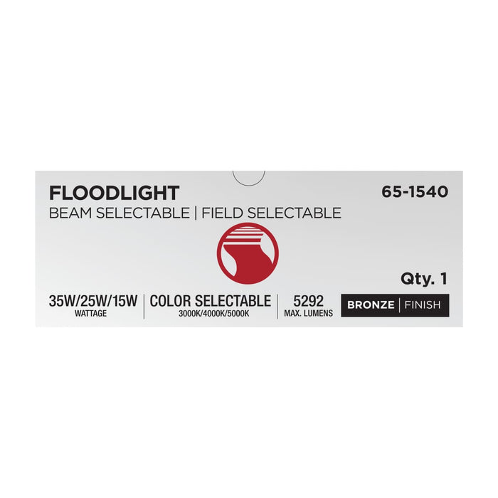 Flood Light Nuvo 65-1540 LED Flood Light - 35/25/15 Wattage Selectable - 3K/4K/5K CCT Selectable - Beam Angle Selectable - Bronze Finish - 120-347 Volt Nuvo