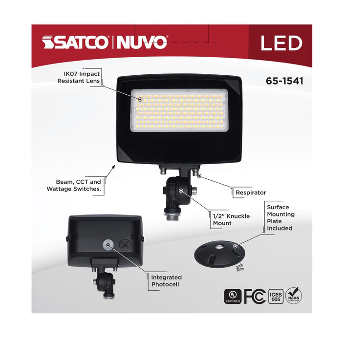Flood Light Nuvo 65-1541 LED Flood Light - 80/60/45 Wattage Selectable - 3K/4K/5K CCT Selectable - Beam Angle Selectable - Bronze Finish - 120-347 Volt Nuvo