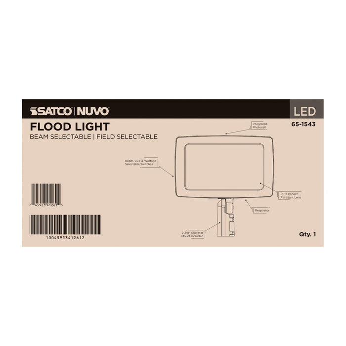 Flood Light Nuvo 65-1543 LED Flood Light - 300/250/200 Wattage Selectable - 3K/4K/5K CCT Selectable - Beam Angle Selectable - Bronze Finish - 120-347 Volt Nuvo