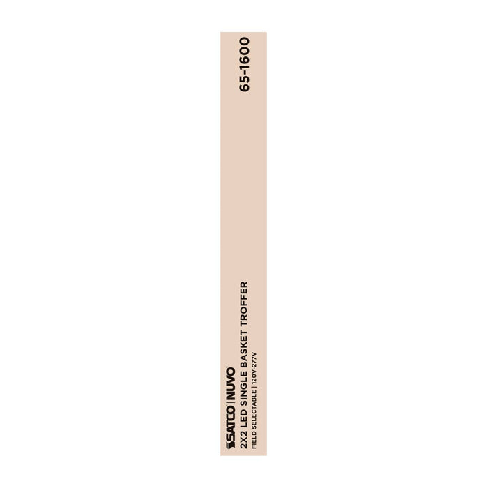 Troffer Nuvo 65-1600 20/30/40 Watt - 35K/4K/5K CCT Selectable - 2X2 LED Single Basket Troffer - 120-277 Volt - White Finish Nuvo