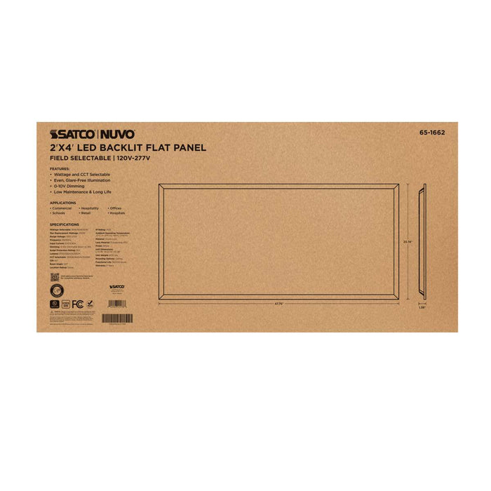 Flat Panel Nuvo 65-1662 30/40/50 Wattage Selectable LED 2ft x 4ft Backlit Panel - 35K/4K/5K CCT Selectable - 120-277 Range Voltage - White Finish Nuvo