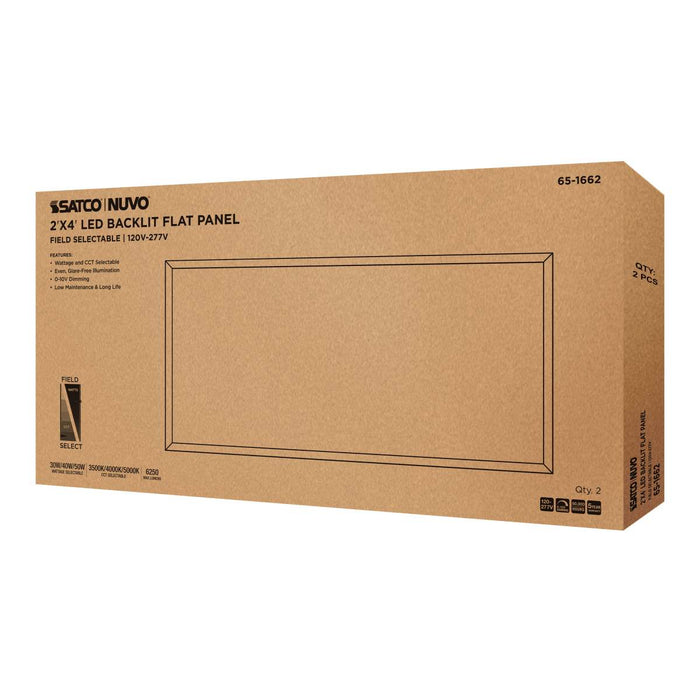 Flat Panel Nuvo 65-1662 30/40/50 Wattage Selectable LED 2ft x 4ft Backlit Panel - 35K/4K/5K CCT Selectable - 120-277 Range Voltage - White Finish Nuvo