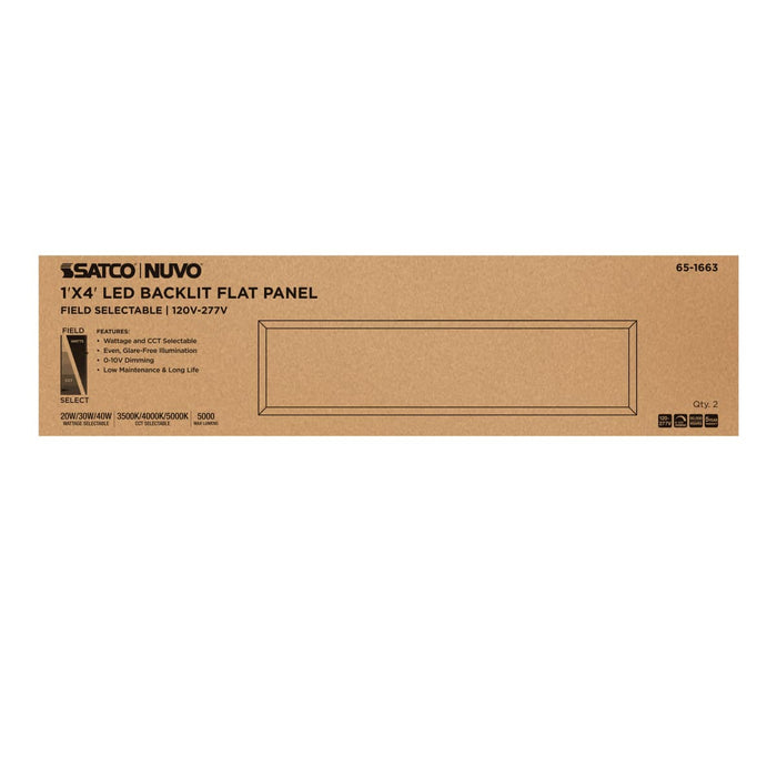 Flat Panel Nuvo 65-1663 20/30/40 Wattage Selectable LED 1ft x 4ft Backlit Panel - 35K/4K/5K CCT Selectable - 120-277 Range Voltage - White Finish Nuvo