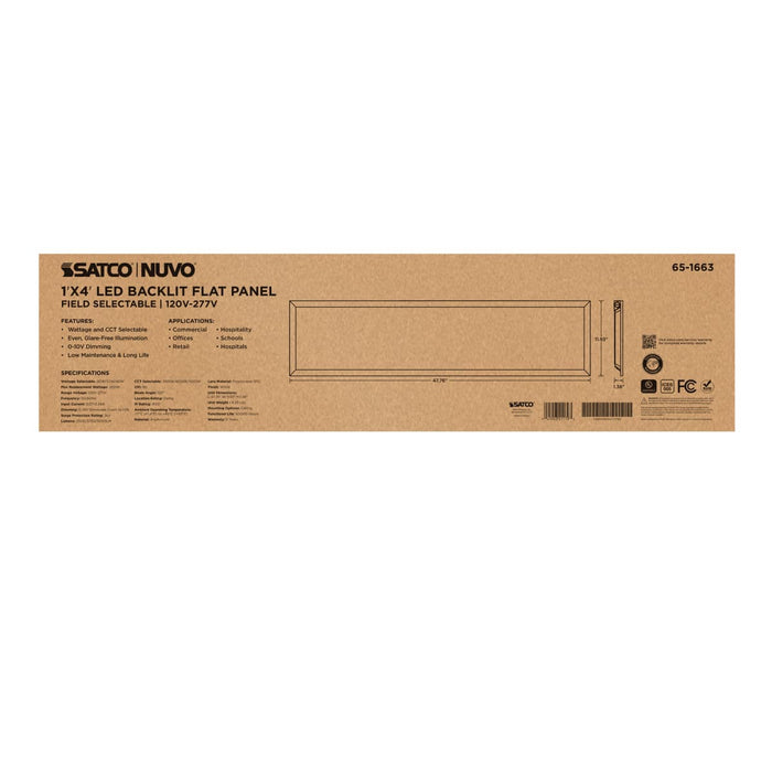 Flat Panel Nuvo 65-1663 20/30/40 Wattage Selectable LED 1ft x 4ft Backlit Panel - 35K/4K/5K CCT Selectable - 120-277 Range Voltage - White Finish Nuvo