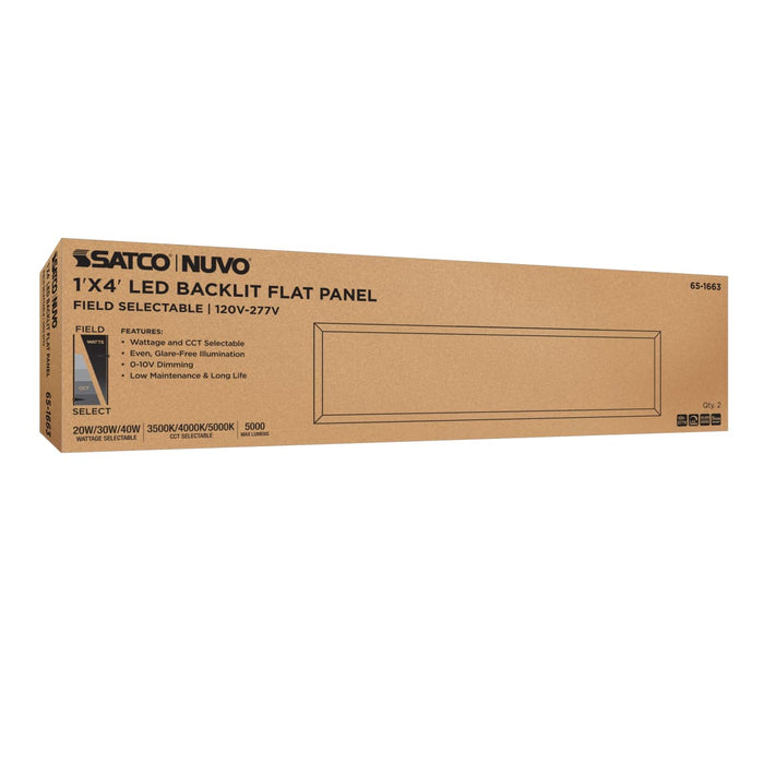 Flat Panel Nuvo 65-1663 20/30/40 Wattage Selectable LED 1ft x 4ft Backlit Panel - 35K/4K/5K CCT Selectable - 120-277 Range Voltage - White Finish Nuvo