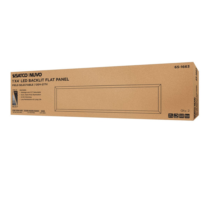 Flat Panel Nuvo 65-1663 20/30/40 Wattage Selectable LED 1ft x 4ft Backlit Panel - 35K/4K/5K CCT Selectable - 120-277 Range Voltage - White Finish Nuvo