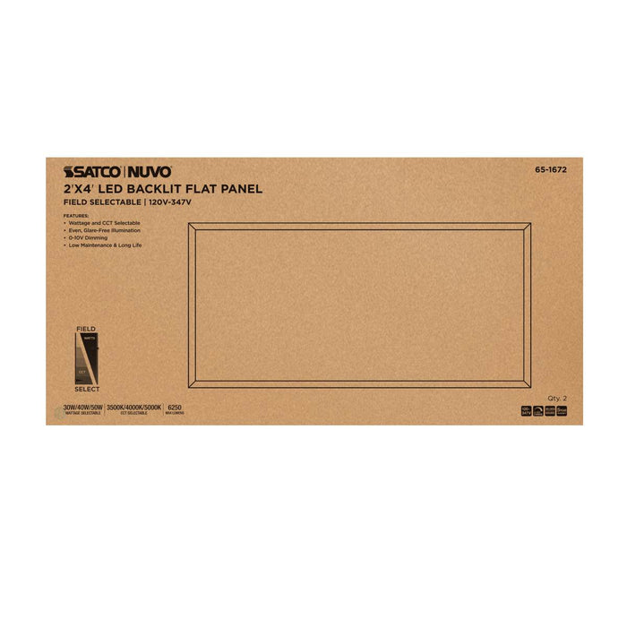 Flat Panel Nuvo 65-1672 30/40/50 Wattage Selectable LED 2ft x 4ft Backlit Panel - 35K/4K/5K CCT Selectable - 120-347 Range Voltage - White Finish Nuvo