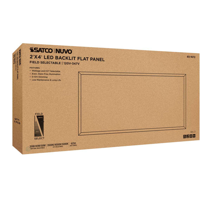 Flat Panel Nuvo 65-1672 30/40/50 Wattage Selectable LED 2ft x 4ft Backlit Panel - 35K/4K/5K CCT Selectable - 120-347 Range Voltage - White Finish Nuvo
