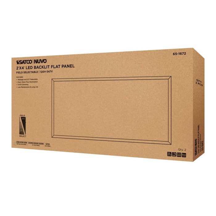 Flat Panel Nuvo 65-1672 30/40/50 Wattage Selectable LED 2ft x 4ft Backlit Panel - 35K/4K/5K CCT Selectable - 120-347 Range Voltage - White Finish Nuvo