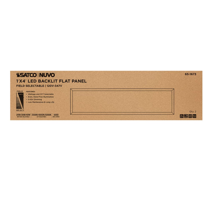 Flat Panel Nuvo 65-1673 20/30/40 Wattage Selectable LED 1ft x 4ft Backlit Panel - 35K/4K/5K CCT Selectable - 120-347 Range Voltage - White Finish Nuvo