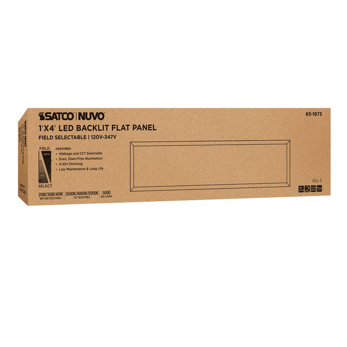 Flat Panel Nuvo 65-1673 20/30/40 Wattage Selectable LED 1ft x 4ft Backlit Panel - 35K/4K/5K CCT Selectable - 120-347 Range Voltage - White Finish Nuvo