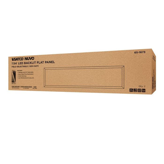 Flat Panel Nuvo 65-1673 20/30/40 Wattage Selectable LED 1ft x 4ft Backlit Panel - 35K/4K/5K CCT Selectable - 120-347 Range Voltage - White Finish Nuvo