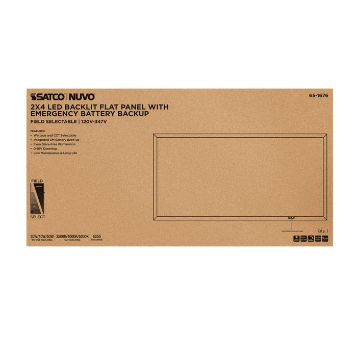 Flat Panel Nuvo 65-1676 30/40/50 Wattage Selectable LED 2ft x 4ft Backlit Panel - 35K/4K/5K CCT Selectable - Emergency Battery - 120-347 Range Voltage - White Finish Nuvo