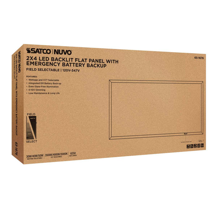 Flat Panel Nuvo 65-1676 30/40/50 Wattage Selectable LED 2ft x 4ft Backlit Panel - 35K/4K/5K CCT Selectable - Emergency Battery - 120-347 Range Voltage - White Finish Nuvo