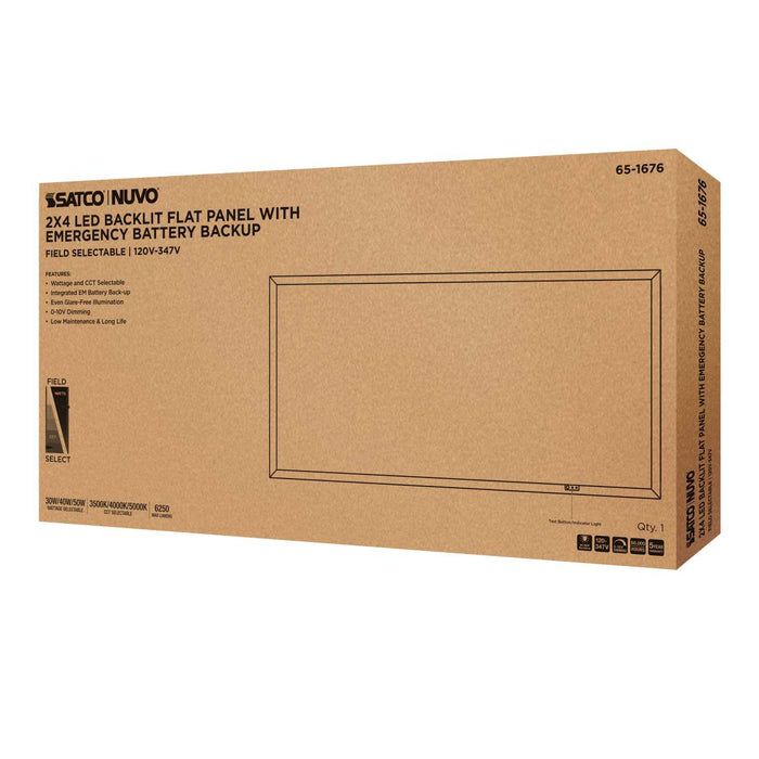Flat Panel Nuvo 65-1676 30/40/50 Wattage Selectable LED 2ft x 4ft Backlit Panel - 35K/4K/5K CCT Selectable - Emergency Battery - 120-347 Range Voltage - White Finish Nuvo