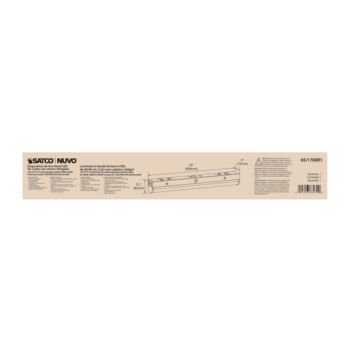 Strip Light Nuvo 65-1700R1 2 Foot LED Linear Strip Light - Field Selectable - With Sensor - White Finish Nuvo