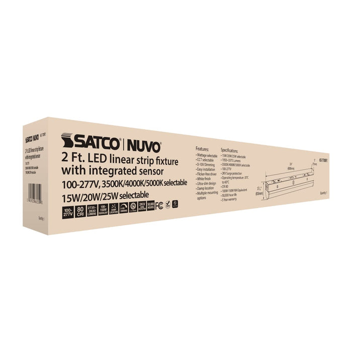 Strip Light Nuvo 65-1700R1 2 Foot LED Linear Strip Light - Field Selectable - With Sensor - White Finish Nuvo
