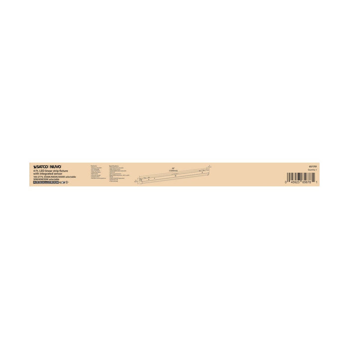Strip Light Nuvo 65-1701 4 ft. LED - Linear Strip Light - Wattage and CCT Selectable - White Finish - Microwave Sensor Nuvo