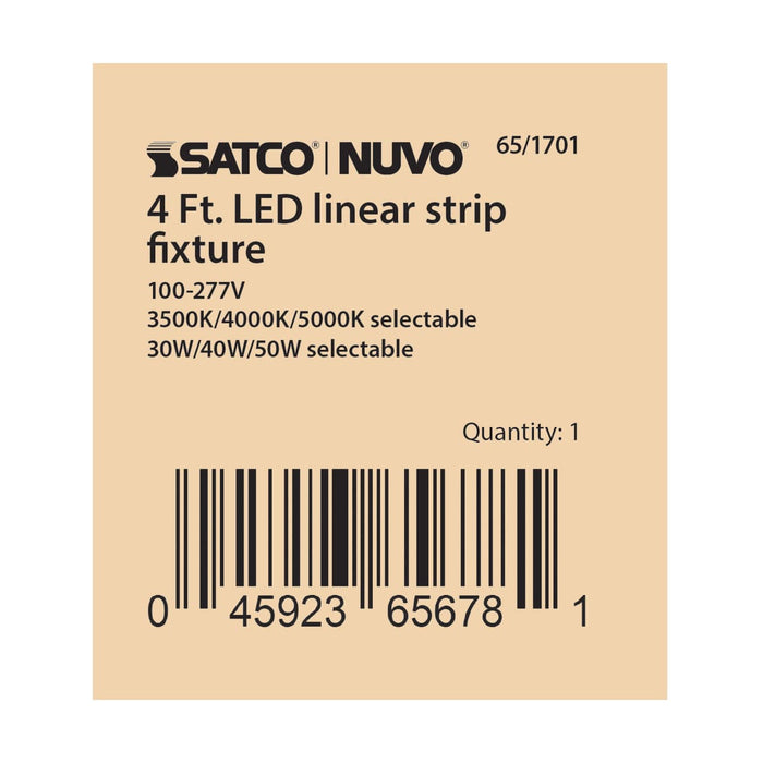 Strip Light Nuvo 65-1701 4 ft. LED - Linear Strip Light - Wattage and CCT Selectable - White Finish - Microwave Sensor Nuvo
