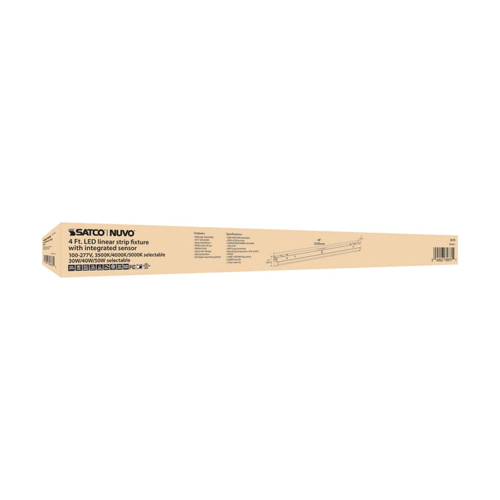Strip Light Nuvo 65-1701 4 ft. LED - Linear Strip Light - Wattage and CCT Selectable - White Finish - Microwave Sensor Nuvo