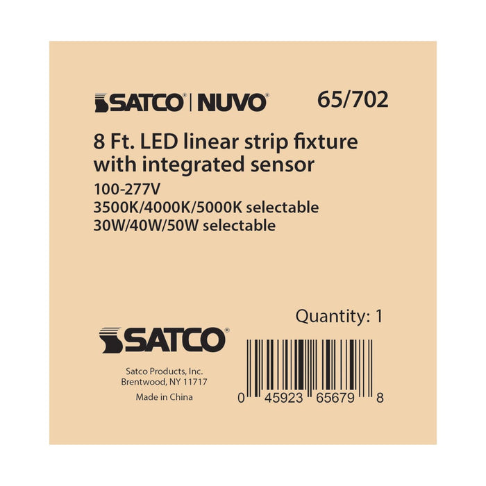 Strip Light Nuvo 65-1702 8 ft. LED - Linear Strip Light - Wattage and CCT Selectable - White Finish - Microwave Sensor Nuvo
