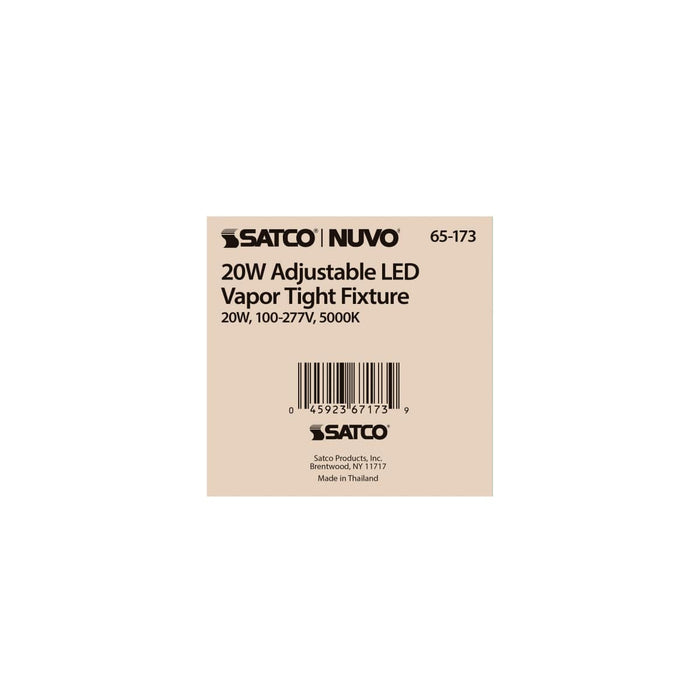 Vapor Proof Nuvo 65-173 LED Adjustable Vapor Tight Fixture - 20W - 5000K - Gray Finish - 100-277V Nuvo