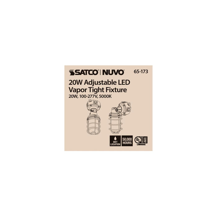 Vapor Proof Nuvo 65-173 LED Adjustable Vapor Tight Fixture - 20W - 5000K - Gray Finish - 100-277V Nuvo