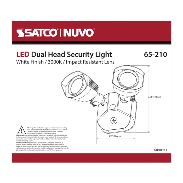 Security Lighting Nuvo 65-210 LED Security Light - Dual Head - White Finish - 3000K Nuvo